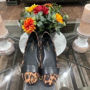 Christian Siriano Leopard Print Flats with Black Detail